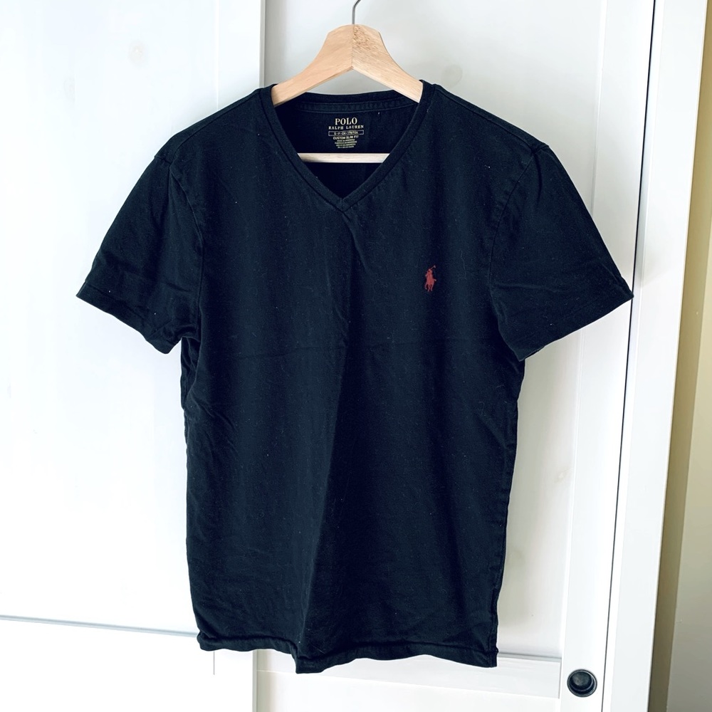 Polo Ralph Lauren Basic Black V-neck T-shirt
